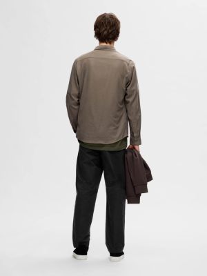 Selected flanelipaita, SLIM OVEN FLANNEL SHIRT Keskiruskea