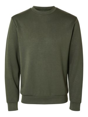 Selected miesten college, MANUEL SOFT CREW NECK Armeijanvihreä