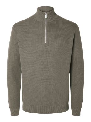 Selected Miesten Neulepusero, DANE LS KNIT STRUCTURE HALF ZIP Keskiruskea