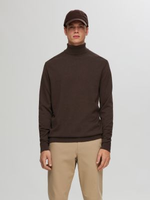 Selected, Miesten Pooloneule, Berg Roll Neck Tummanruskea