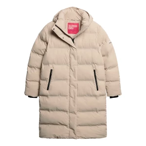 Superdry Naisten Takki, Hooded Longline Puffer Coat Luonnonvalkoinen