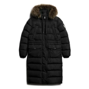 Superdry Naisten Talvitakki, Everest Faux Fur Longline Jkt Musta