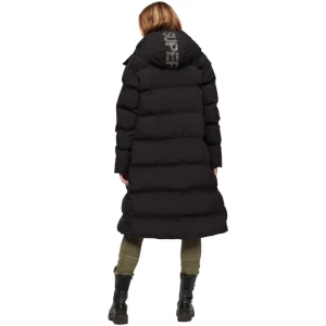 Superdry Naisten Takki, Hooded Longline Puffer Coat Musta