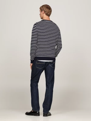 Tommy Hilfiger Miesten Neulepusero, ESSENTIAL COTTON CREW NECK Raidallinen Sininen