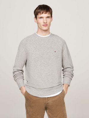 Tommy Hilfiger Miesten Neulepusero, LAMBSWOOL CREW NECK KONEPESTÄVÄ Keskiharmaa