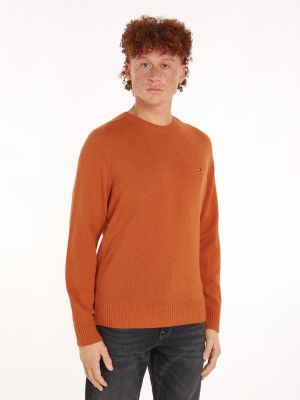 Tommy Hilfiger Miesten Neulepusero, LAMBSWOOL CREW NECK KONEPESTÄVÄ Poltettu Oranssi