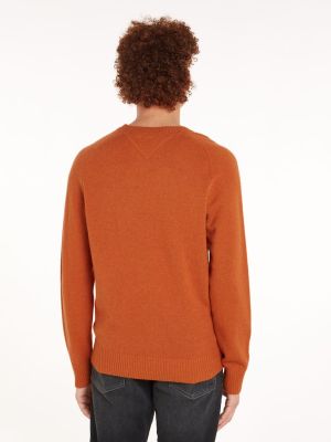 Tommy Hilfiger Miesten Neulepusero, LAMBSWOOL CREW NECK KONEPESTÄVÄ Poltettu Oranssi