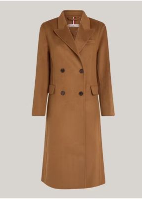 Tommy Hilfiger Naisten Villatakki, AD-MD DF WOOL BLEND DB COAT Kameli