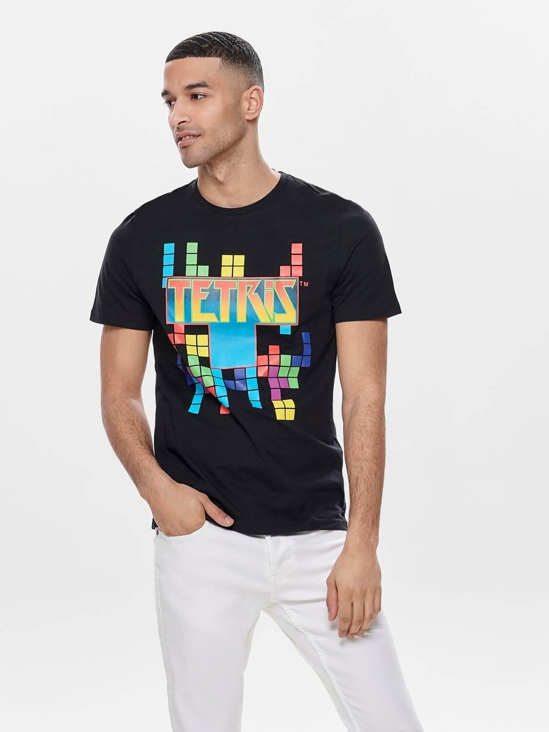 Only and Sons Miesten T-paita, Tetris Musta - Kekäle