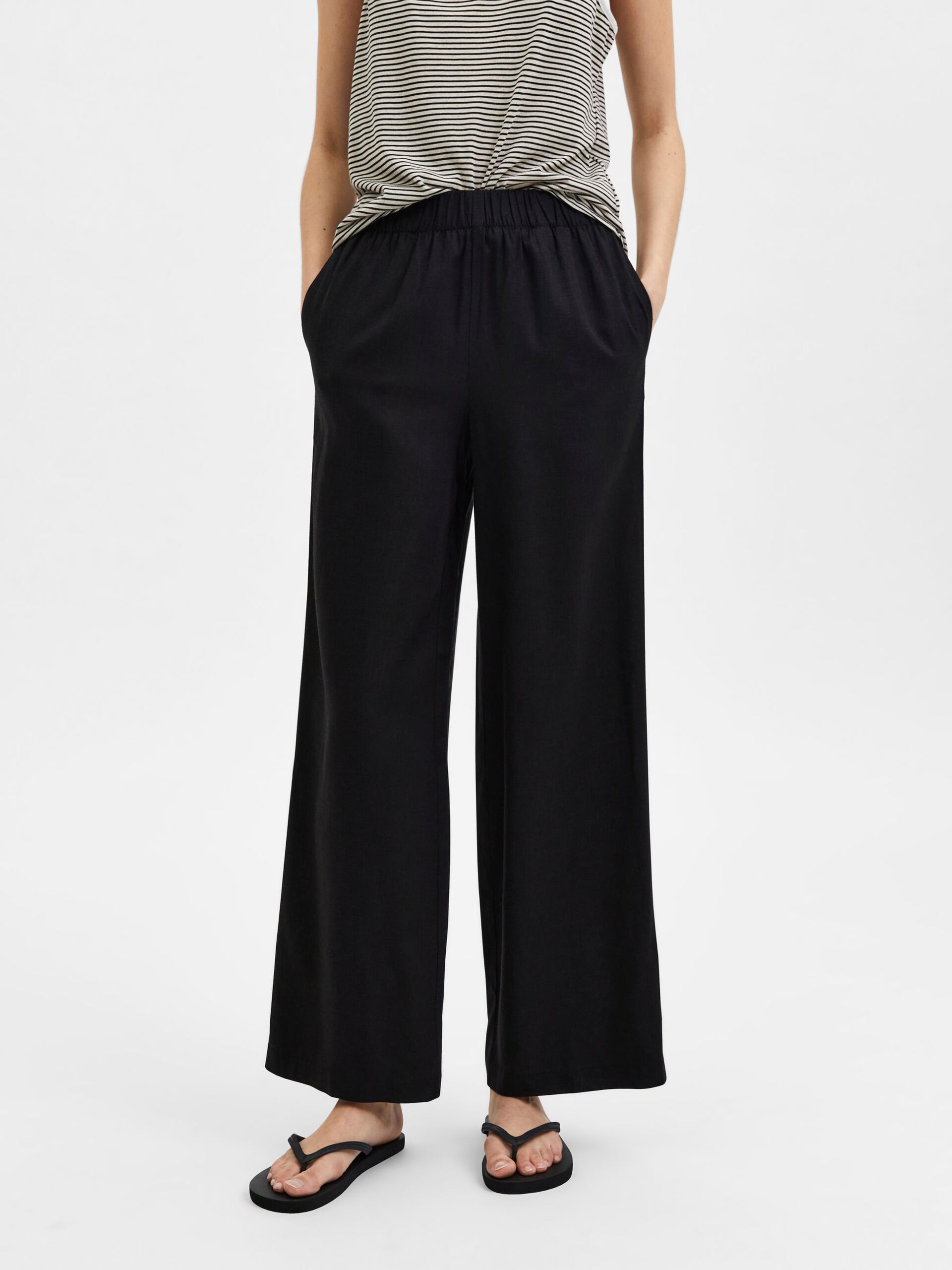 Selected Femme Naisten Housut SLFGULIA HW PANT Musta - Kekäle